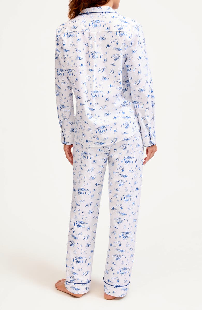 Petite Plume Chalet Brushed Cotton Twill Pajamas, Alternate, color, Navy
