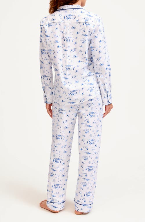 Petite Plume Chalet Brushed Cotton Twill Pajamas In Blue