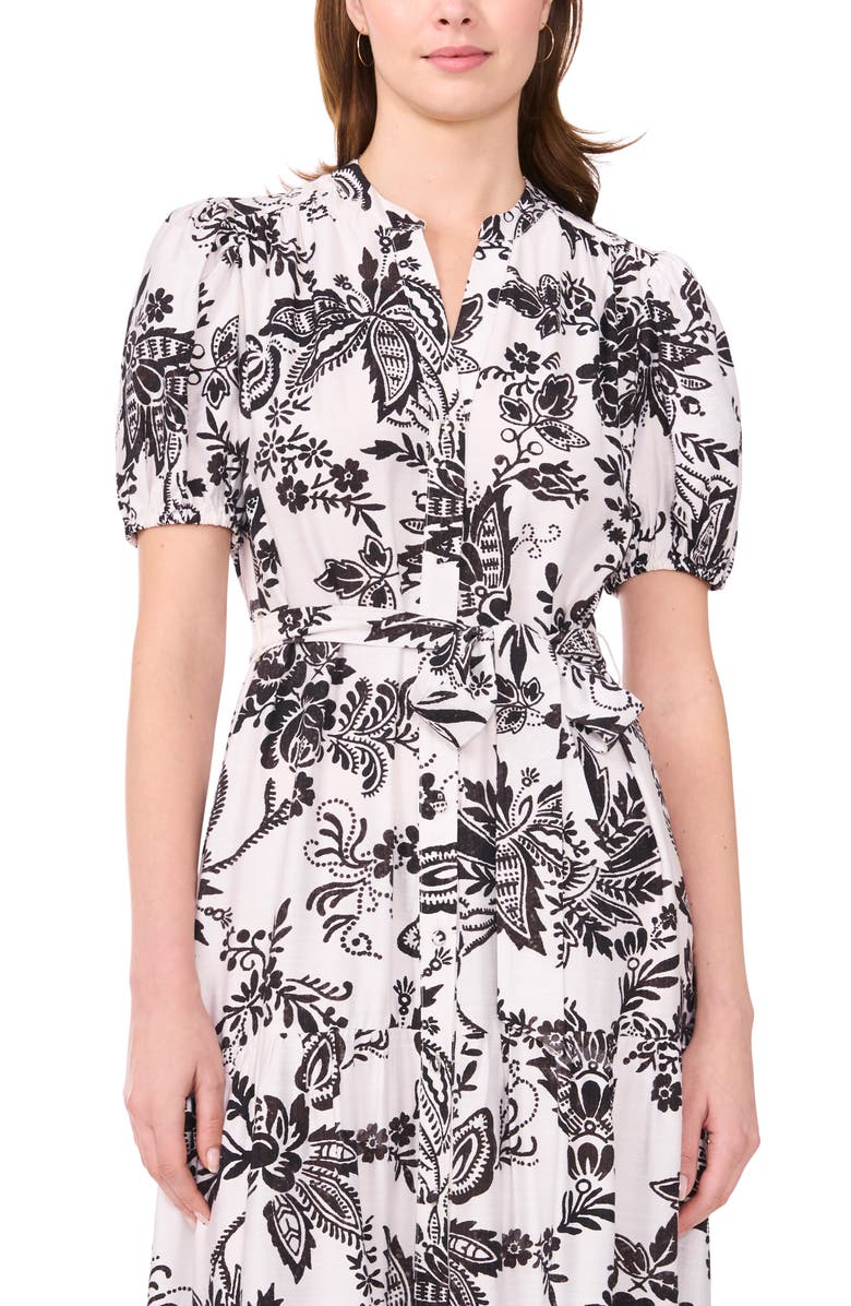 Halogen<sup>®</sup> Paisley Puff Sleeve Tiered Maxi Shirtdress, Alternate, color,