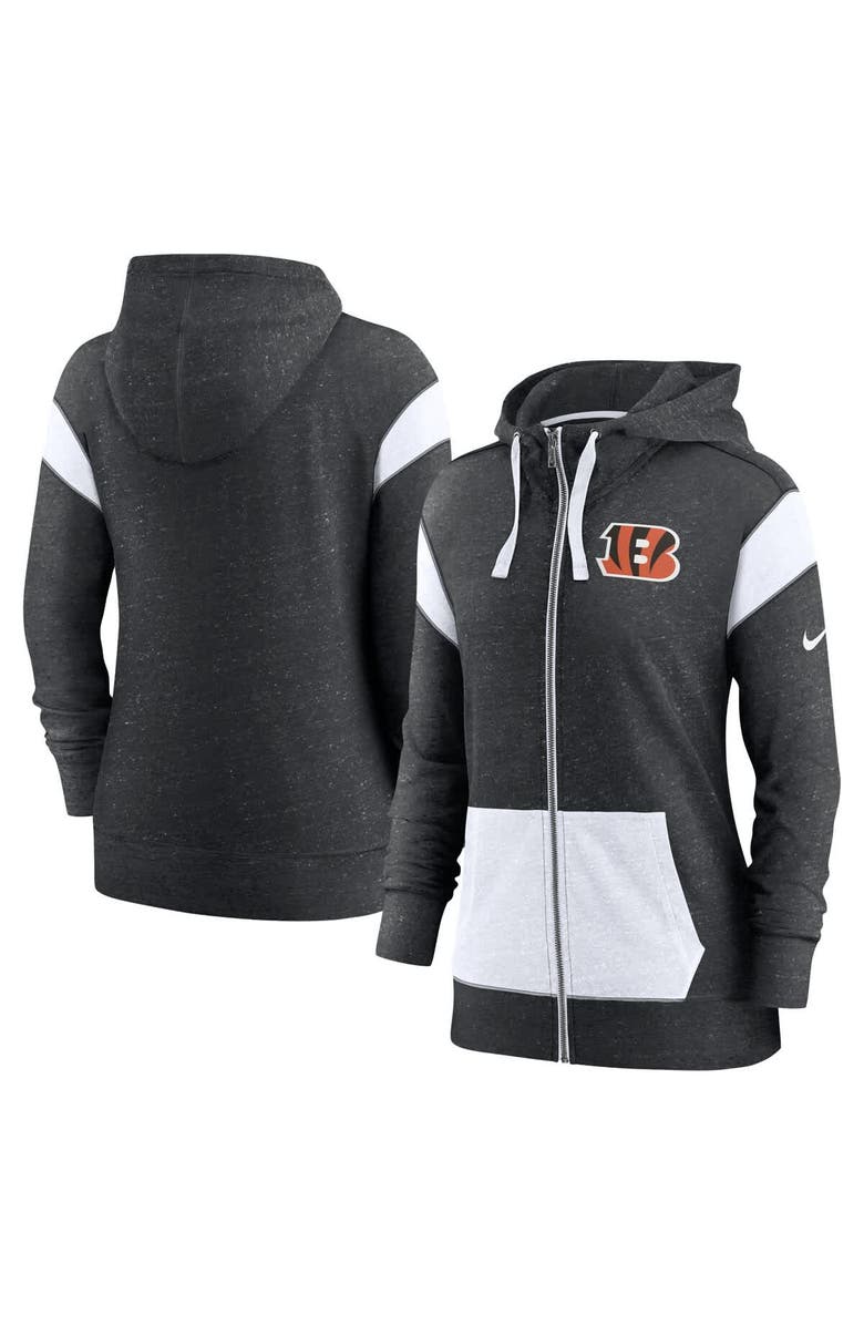 Nike Women's Nike Heather Black/White Cincinnati Bengals Monaco Lightweight Full-Zip Hoodie, Main, color, 