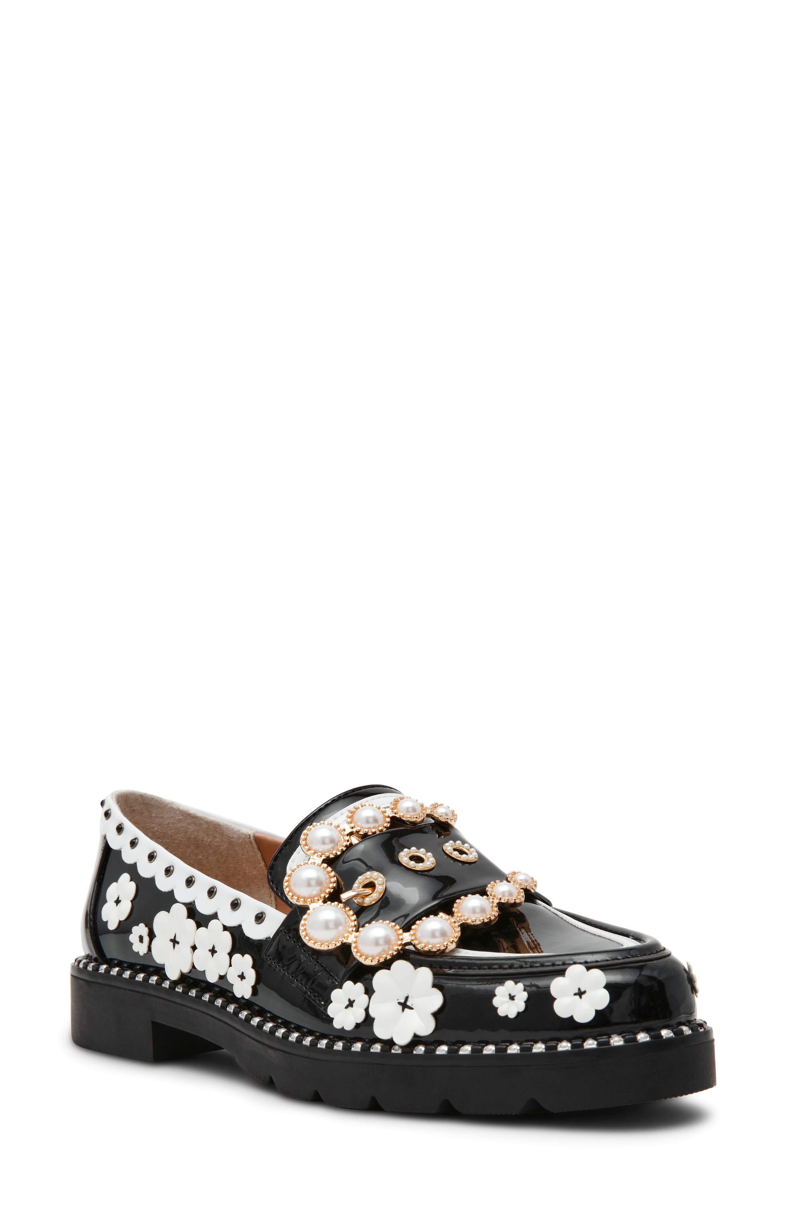 Wylie Buckle Loafer, Main, color, BLACK/ WHITE FLORAL