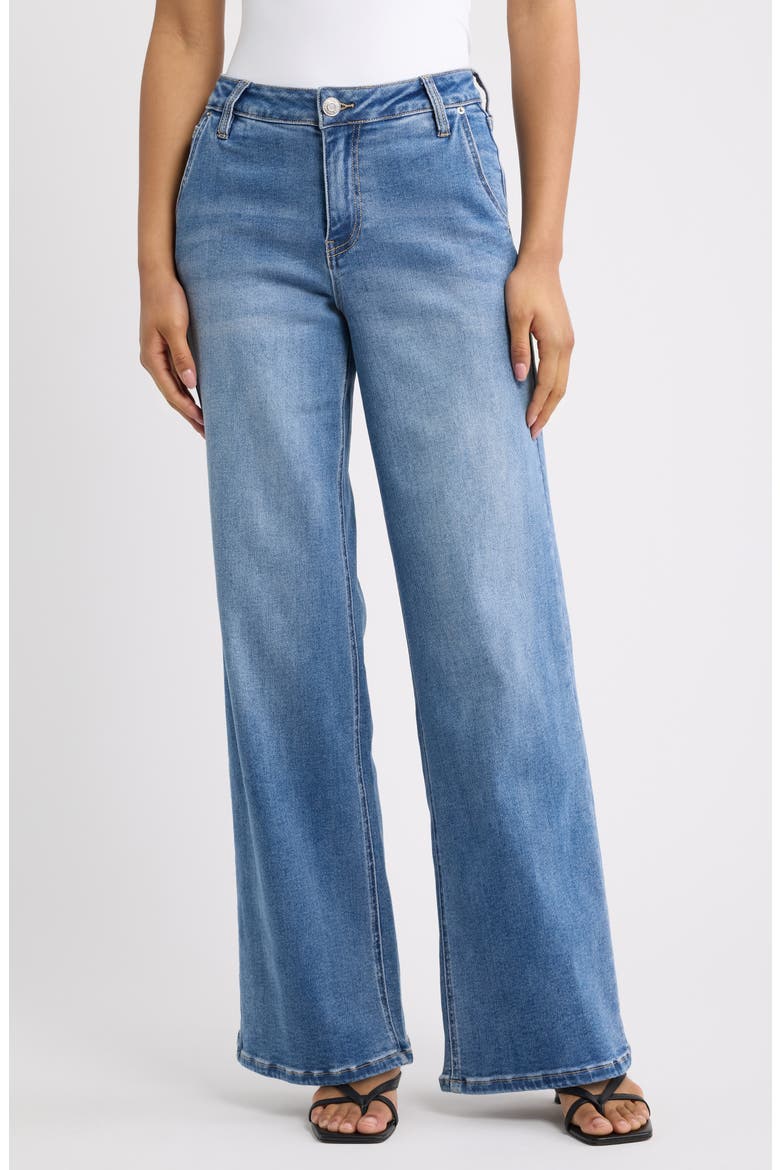 Bella Slanted Pocket Wide Leg Jeans, Main, color, 08M MEDIUM WASH