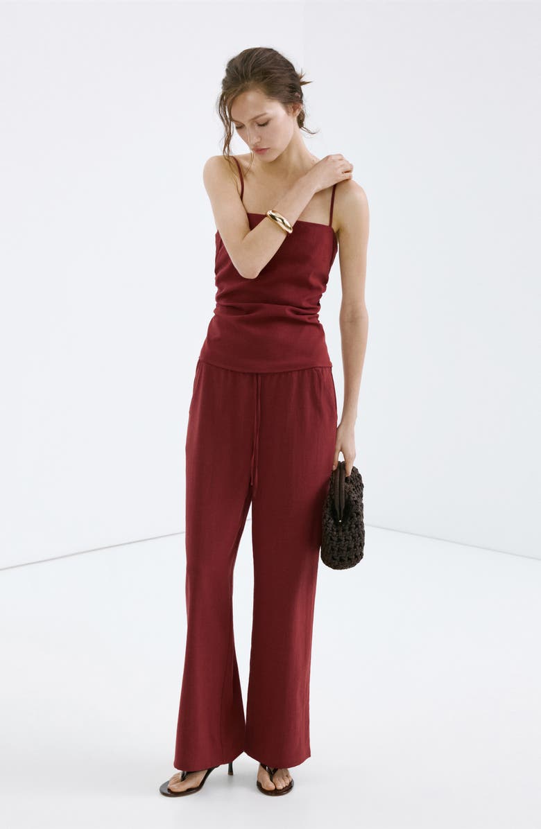 MANGO Drawstring Pants, Alternate, color, Red