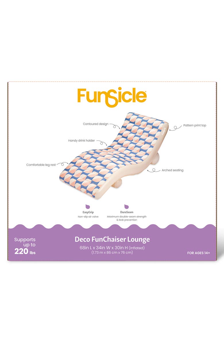 Funsicle Deco Funchaiser Lounge Blue & Cream, Inflatable Pool & Water Float, Alternate, color, Multicolored