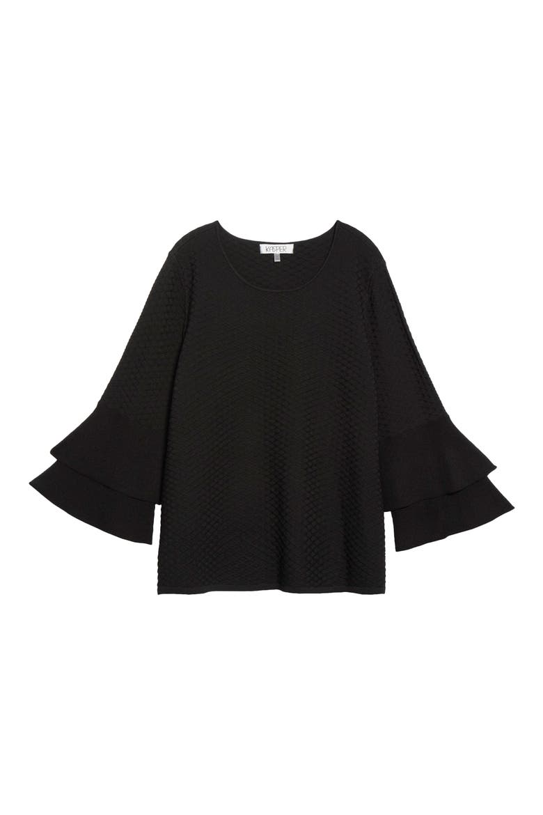 Double Flare Sleeve Bateau Neck Sweater, Main, color, BLACK