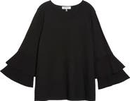 KASPER Double Flare Sleeve Bateau Neck Sweater