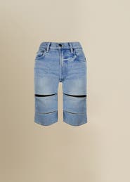 Contessa Mills Arcana with Leather Trim Mid-Rise Slim Denim Jean Short