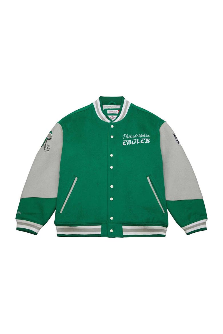 Unisex Mitchell & Ness Kelly Green Philadelphia Eagles Varsity Team Full-Snap Jacket, Alternate, color, Kelly Green