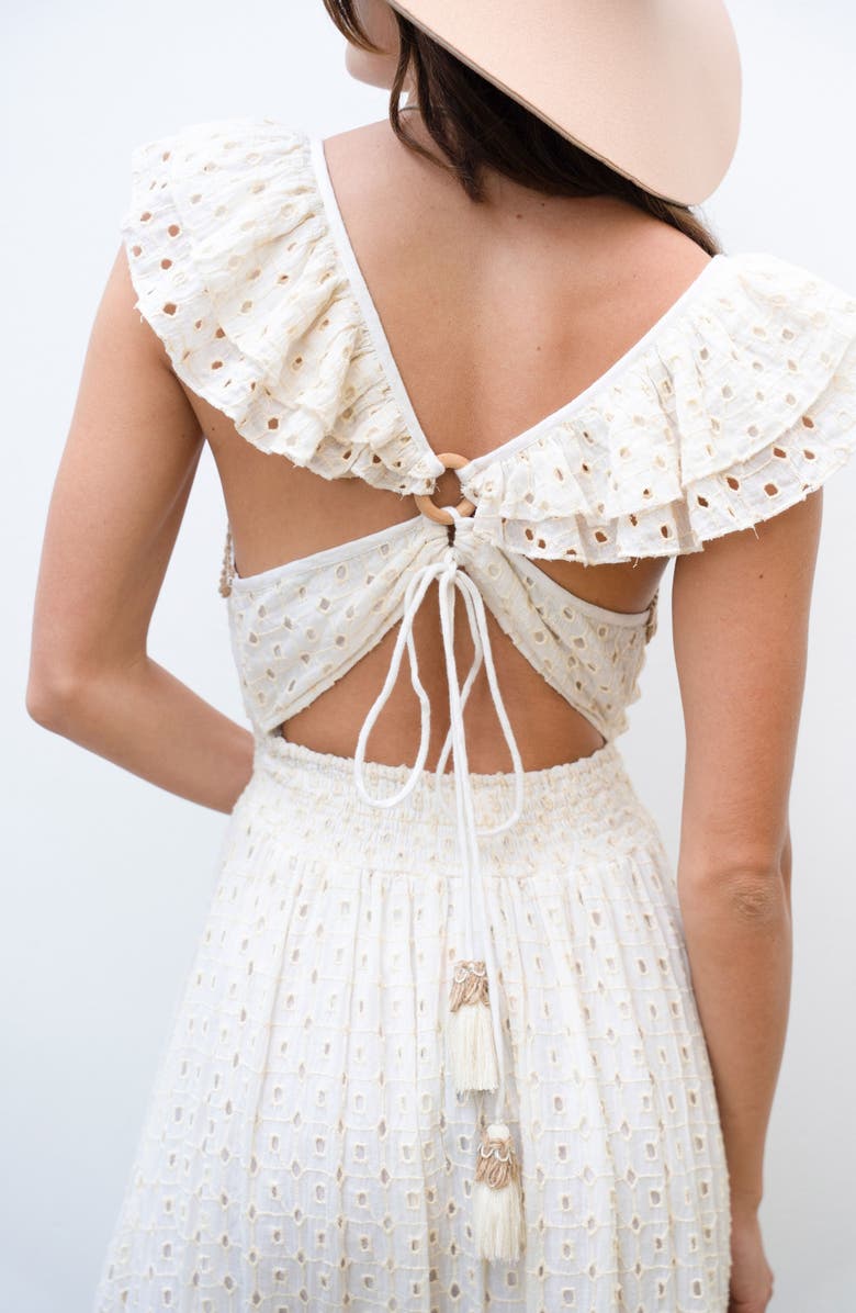 BAROK PARIS Embroidered Eyelet High-Low Dress, Alternate, color, 