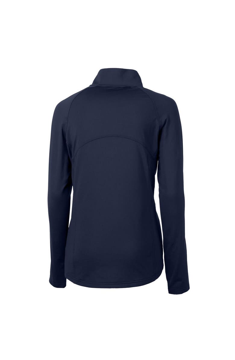 Cutter & Buck Women's Cutter & Buck Navy West Virginia Mountaineers Adapt Eco Knit Stretch Recycled Half-Zip Pullover Top, Alternate, color, Navy