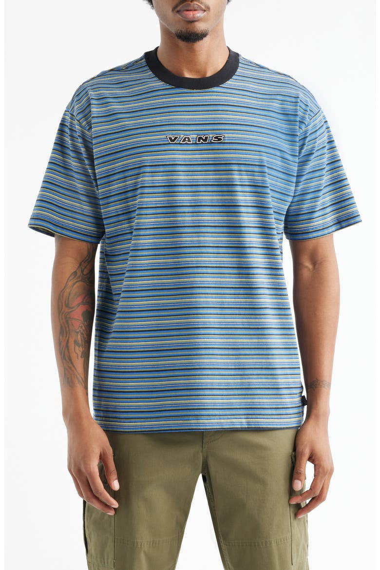 Cameron Stripe Cotton T-Shirt, Main, color, BLACK-TRUE BLUE