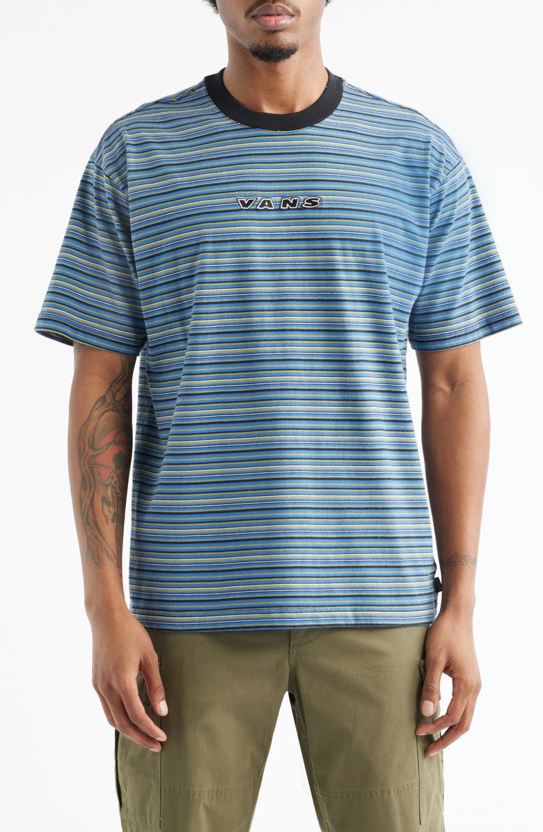 Vans Cameron Stripe Cotton T-Shirt, Main, color, Black-True Blue