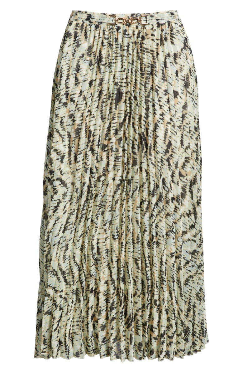 Anne Klein Print Pleated Maxi Skirt, Alternate, color, Soft Aloe Multi