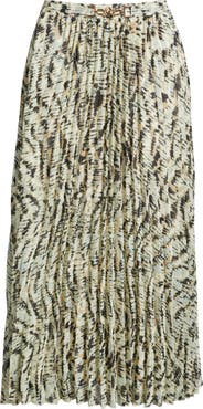 Anne Klein Print Pleated Maxi Skirt