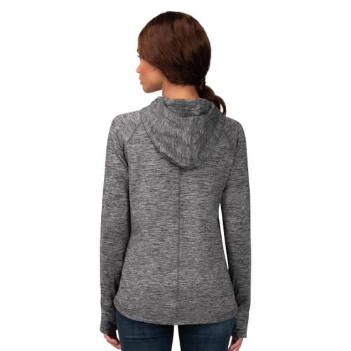 G-iii 4her By Carl Banks Heather Gray Los Angeles Dodgers Defender Space Dye Raglan Full-zip Hoodie