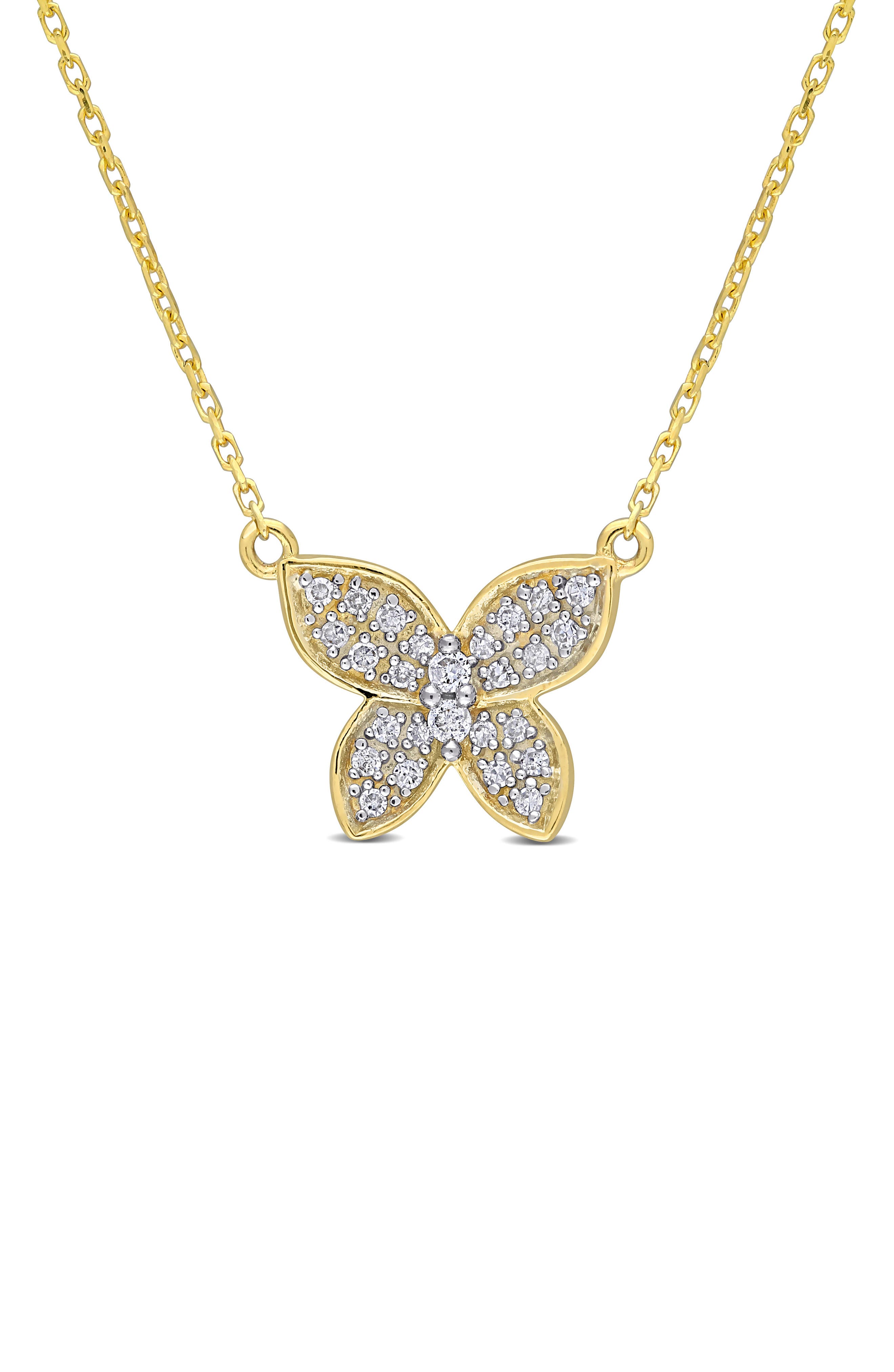 DELMAR Diamond Butterfly Pendant Necklace - 0.13ct.