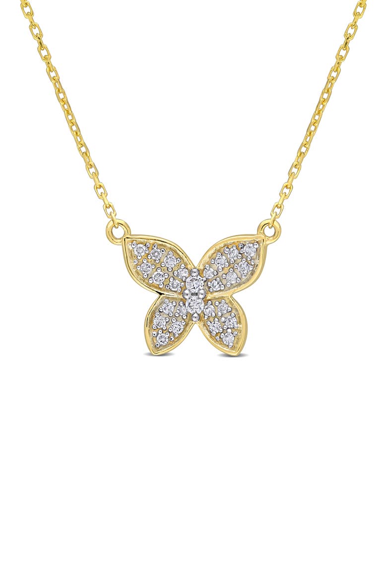 Diamond Butterfly Pendant Necklace - 0.13ct., Main, color, GOLD