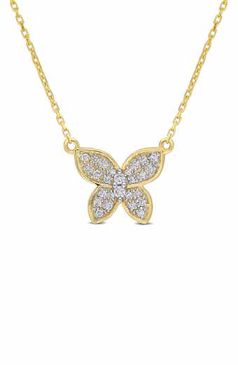 Diamond Butterfly Pendant Necklace - 0.13ct.