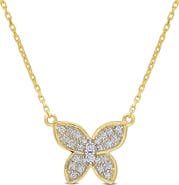 DELMAR Diamond Butterfly Pendant Necklace - 0.13ct.
