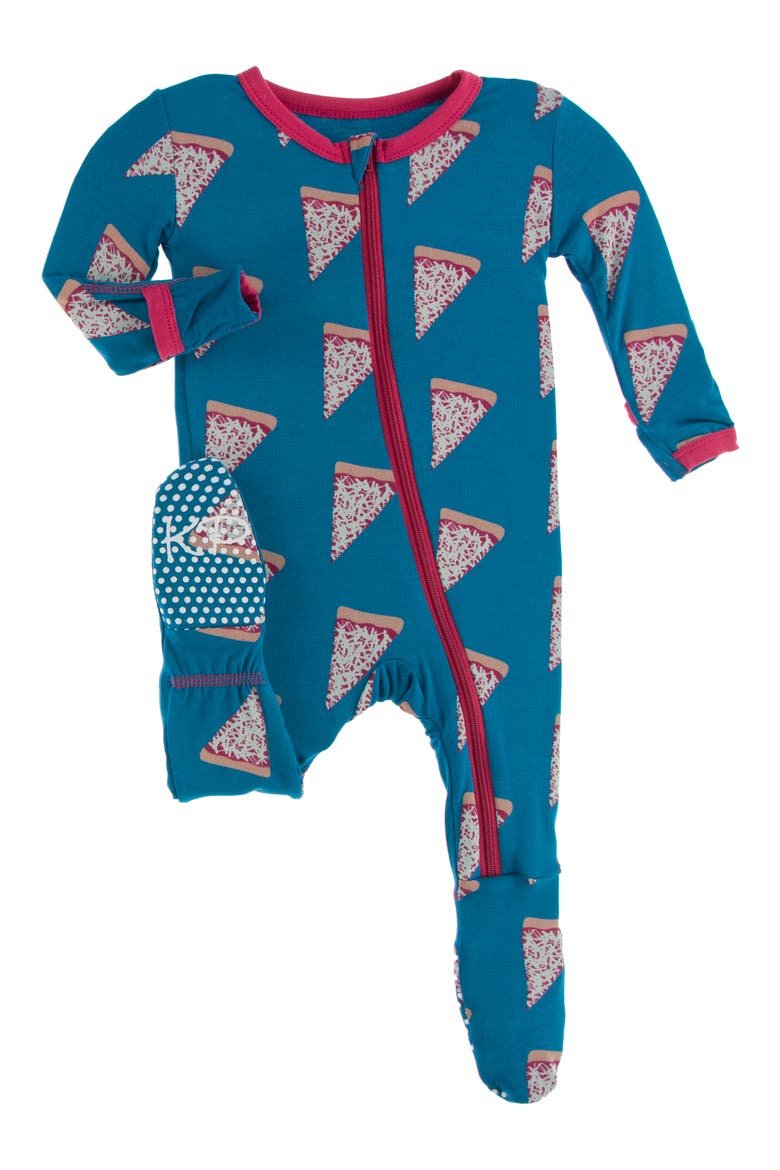 Pizza Print Fitted One-Piece Pajamas, Main, color, SEAPORT PIZZA SLICES