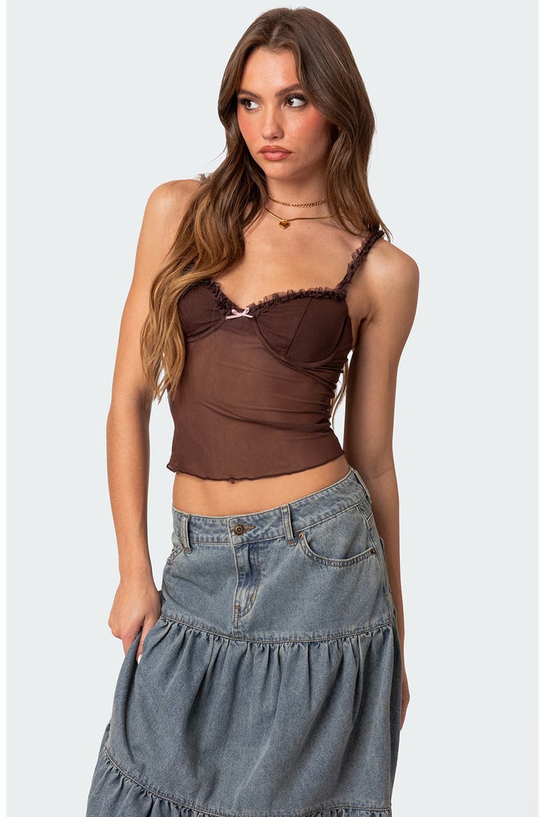 Mercy Sheer Mesh Bra Top, Alternate, color, BROWN