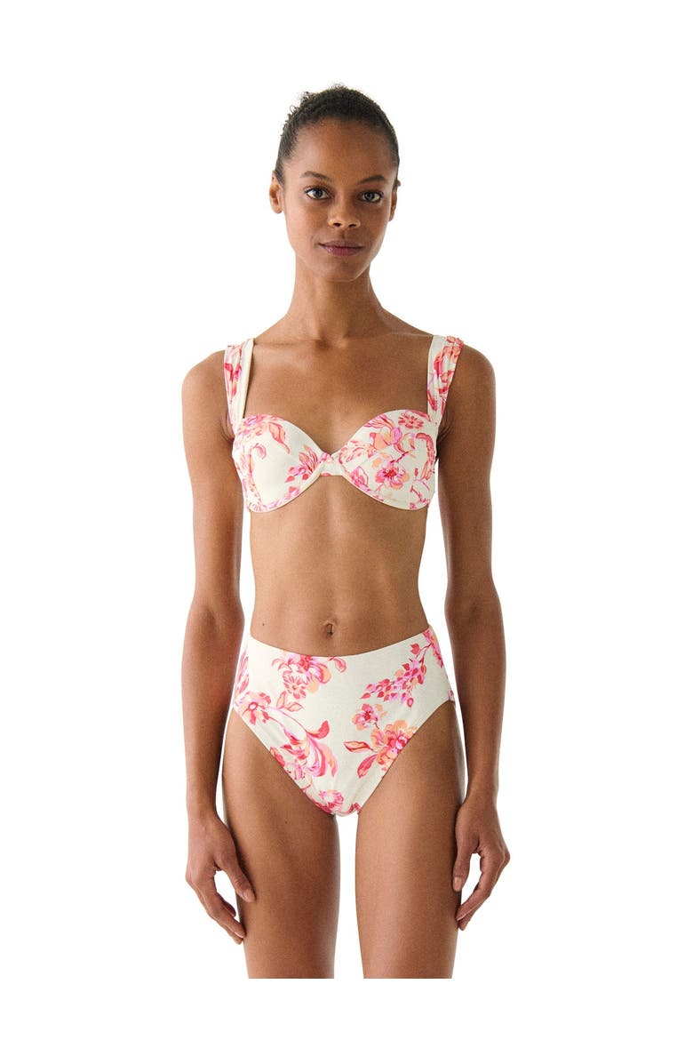 Floral Toile Underwire Bra Swim Top, Main, color, Light Cantaloupe