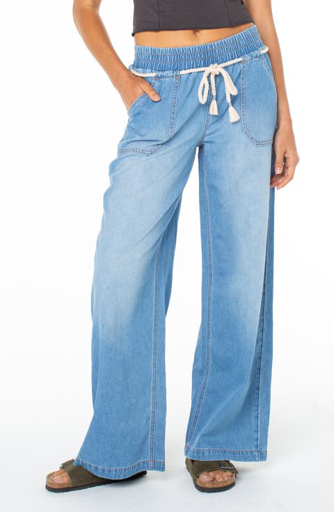 Paddle On Drawstring Denim Pants