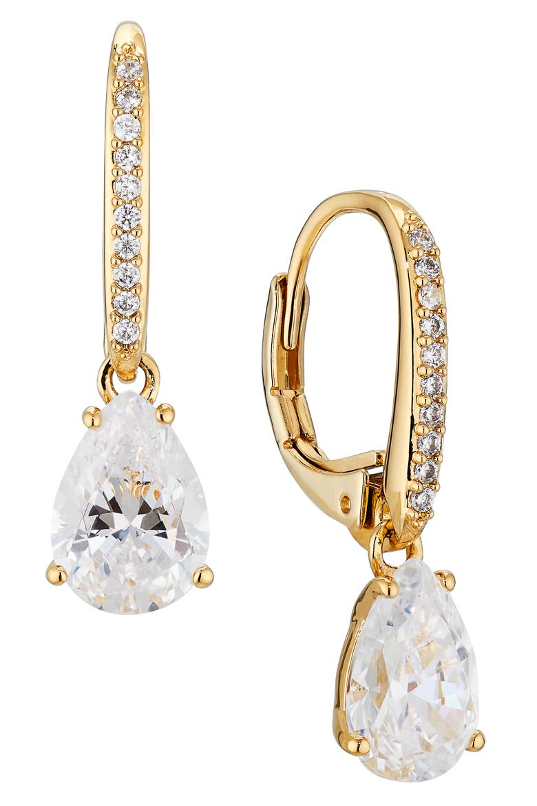Modern Love Cubic Zirconia Pear Drop Earrings, Main, color, GOLD