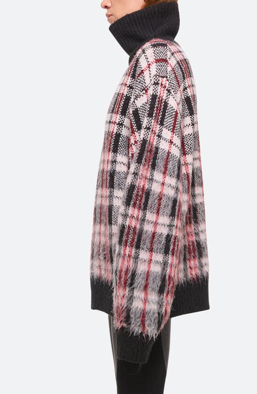 Helmut Lang Brushed Plaid Turtleneck Sweater In Medium Red Check