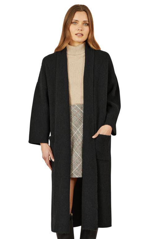 Yumi Knitted Maxi Cardigan With Pockets In Black