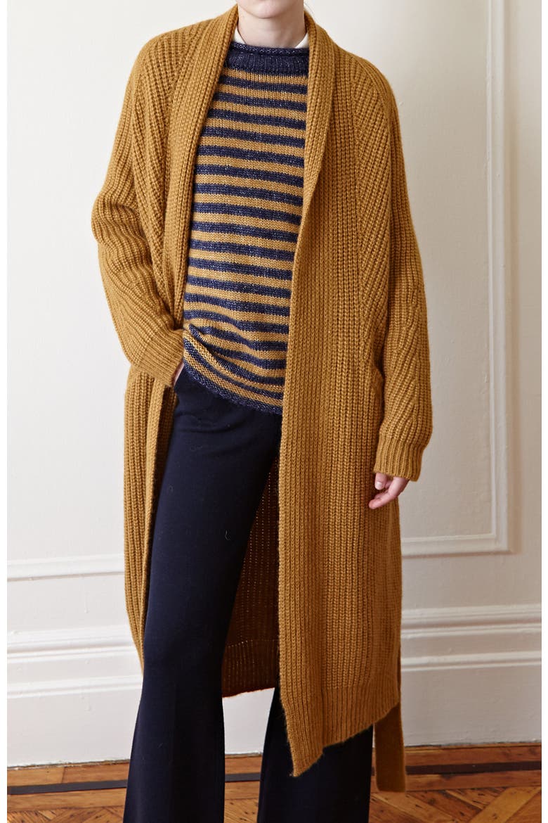 Erte Long Cardigan, Alternate, color, Golden