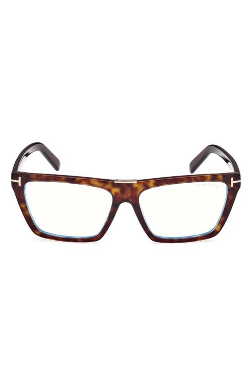 Tom Ford Rectangle Frame Glasses Glasses In Havana Eco/t Logo