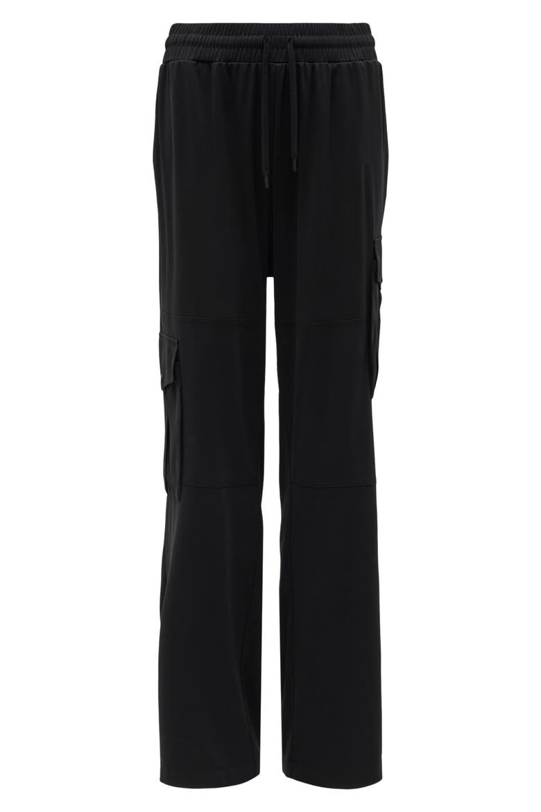 Carissa Drawstring Cotton Cargo Pants, Alternate, color, BLACK