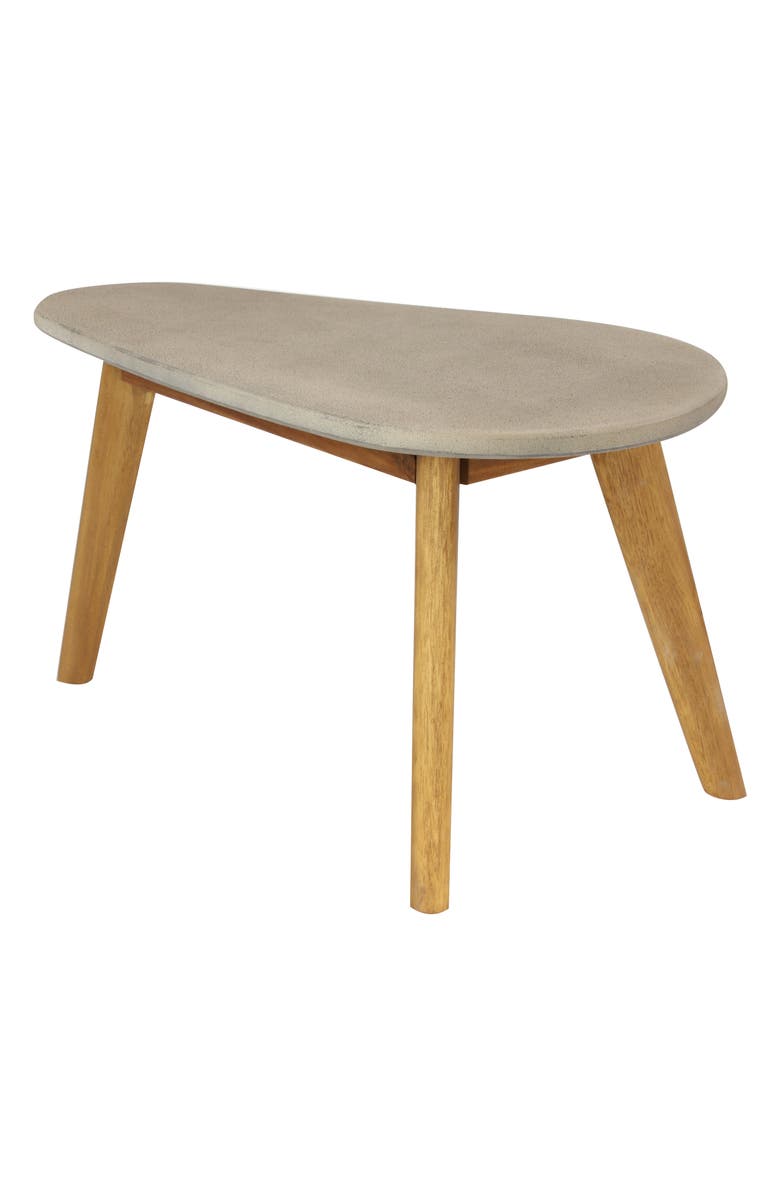 GINGER BIRCH STUDIO Gray Wood Outdoor Accent Table with Concrete Inspired Top & Slender Tapered Legs, Main, color, 