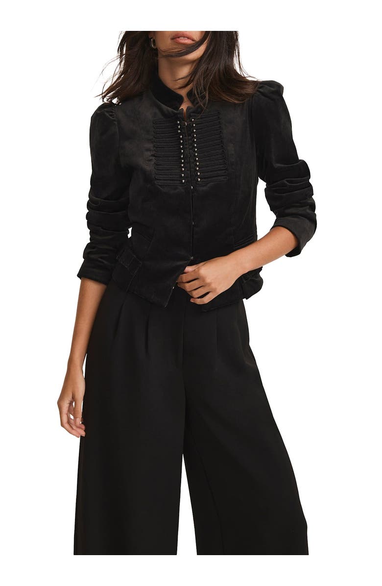 MINT VELVET Velvet Military Jacket, Main, color, Black