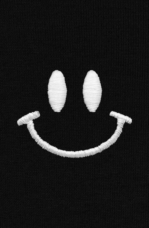 Dalix Smile Face Cropped Hoodie In Black