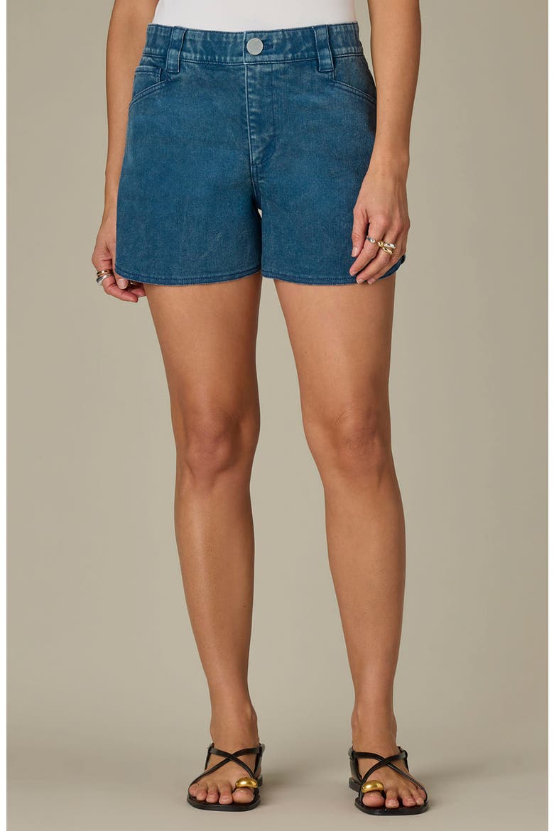 Skyrise Dolphin Hem Denim Shorts, Main, color, MOROCCAN BLUE
