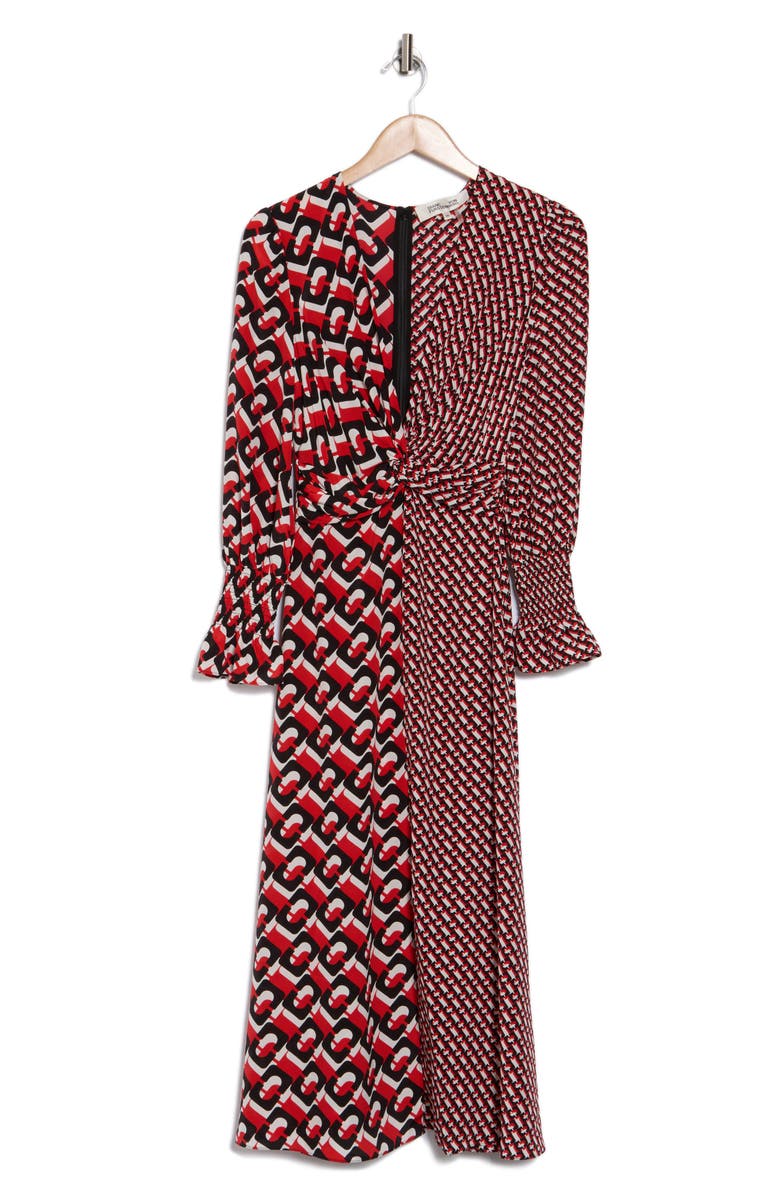 DVF Michelle Mixed Print Long Sleeve Dress, Alternate, color, 