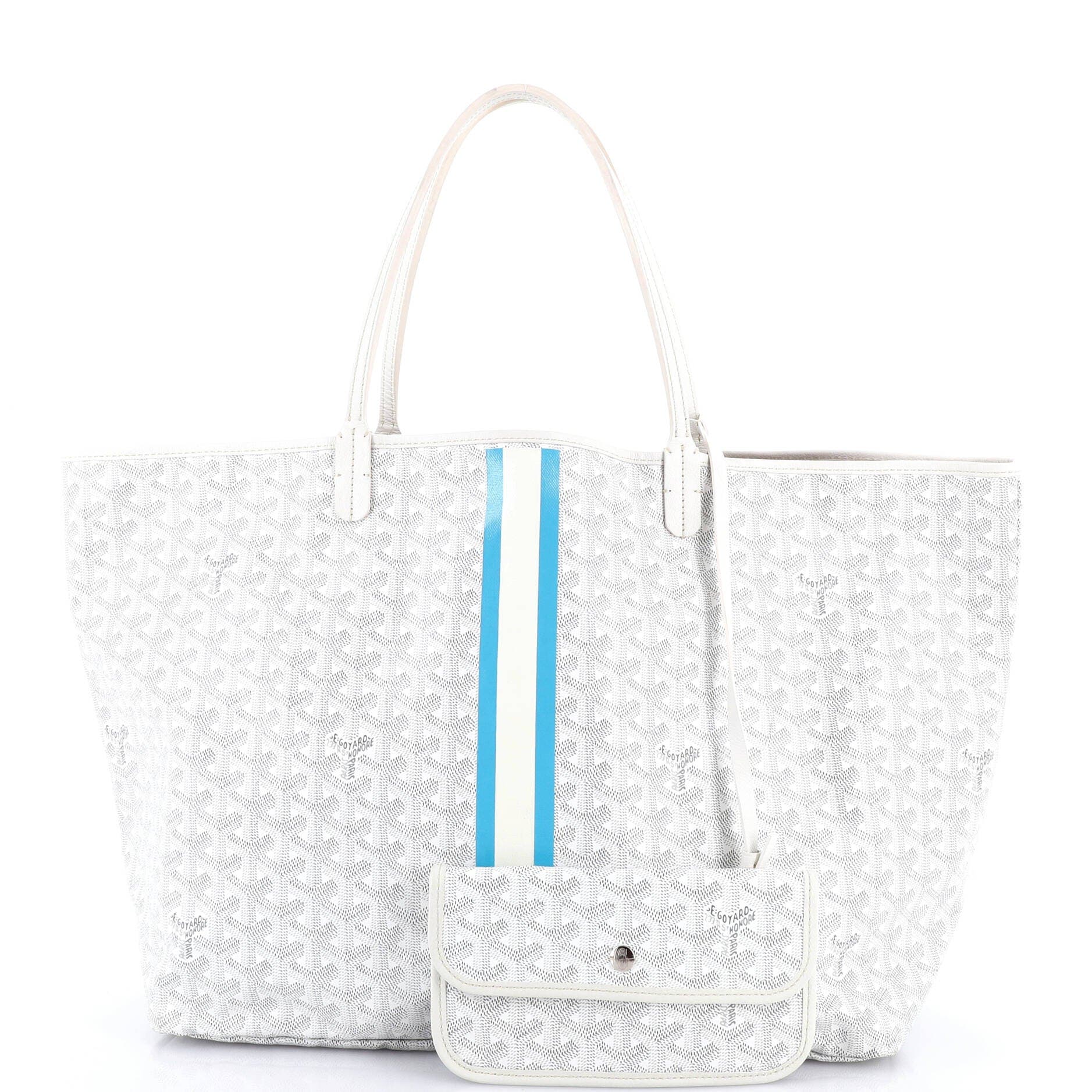 Pre-Owned Goyard Saint Louis Tote Printed Coated Canvas GM, Alternate, color, White