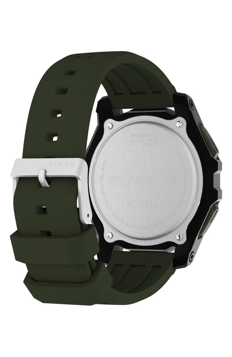 Timex<sup>®</sup> Expedition Ridge Solar Digital Silicone Strap Watch, 49mm, Alternate, color, Green