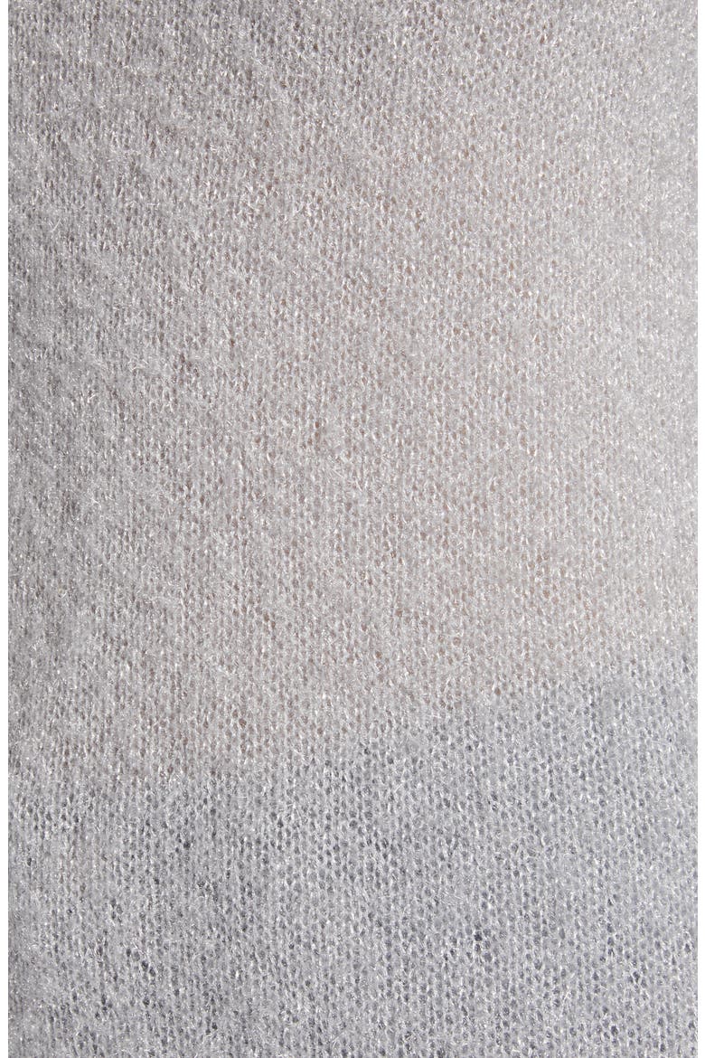 Fuzzy V-Neck Sweater, Alternate, color, GREY SCONCE