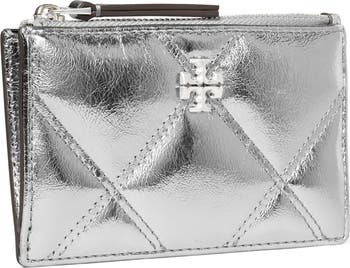 Tory Burch Kira Metallic Diamond Quilted Leather Zip Card