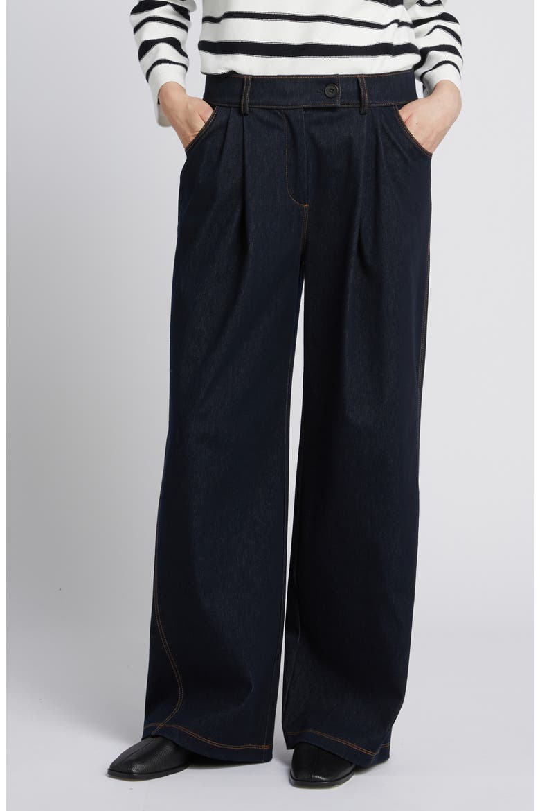 Sarta Wide Leg Jersey Trouser Jeans, Main, color, MIDNIGHT BLUE