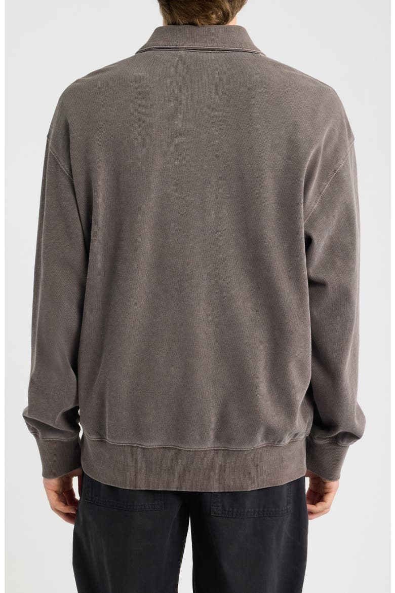 Harper Cotton Fleece Polo Sweatshirt, Alternate, color, TOBACCO (GARMENT DYED)