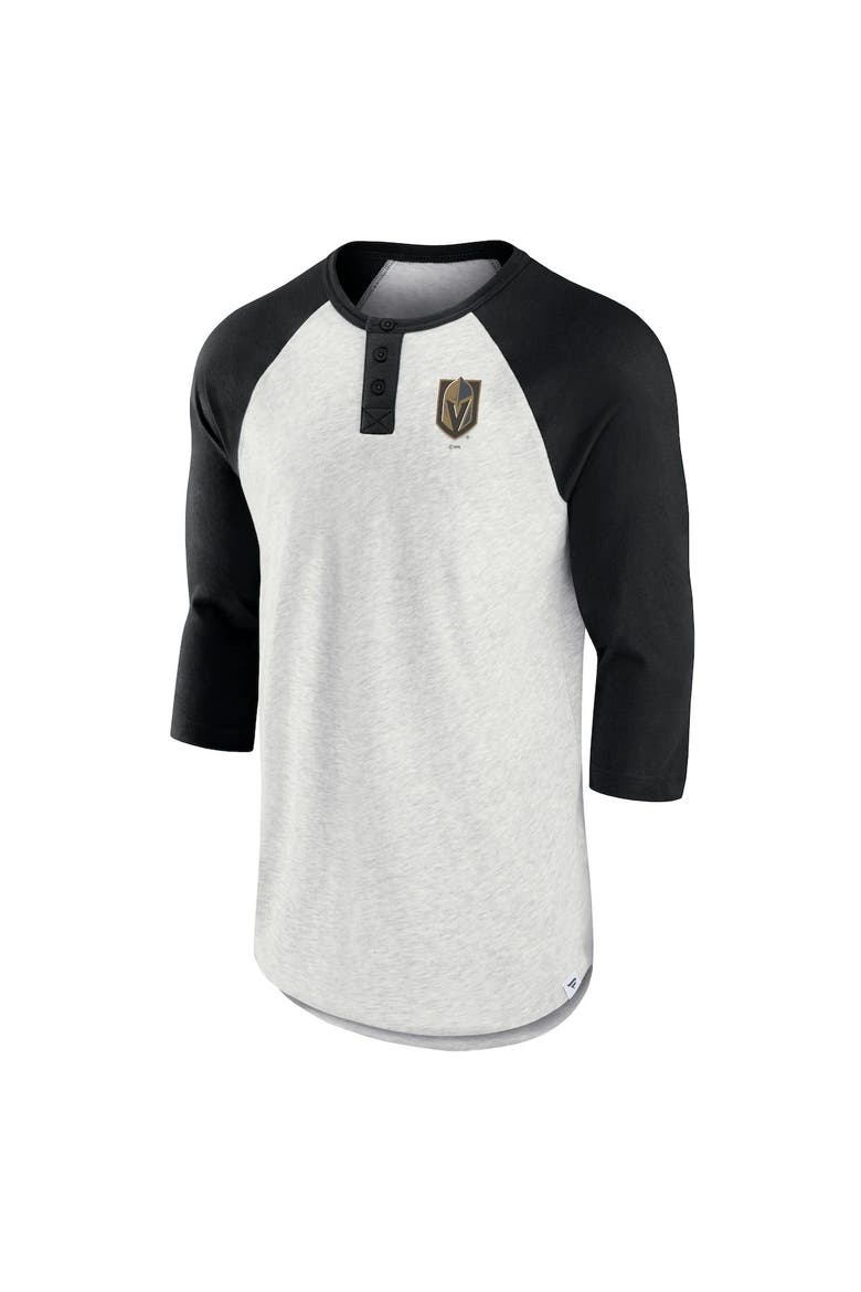 Men's Fanatics Branded Ash/Black Vegas Golden Knights True Classics Better Believe Raglan Henley 3/4-Sleeve T-Shirt, Alternate, color, Ash