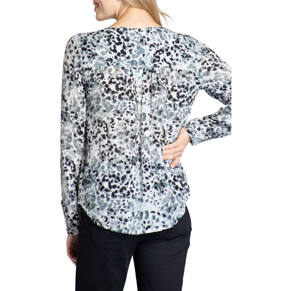 Apny Watercolor Print Ruffle V-neck Chiffon Top In Black Multi