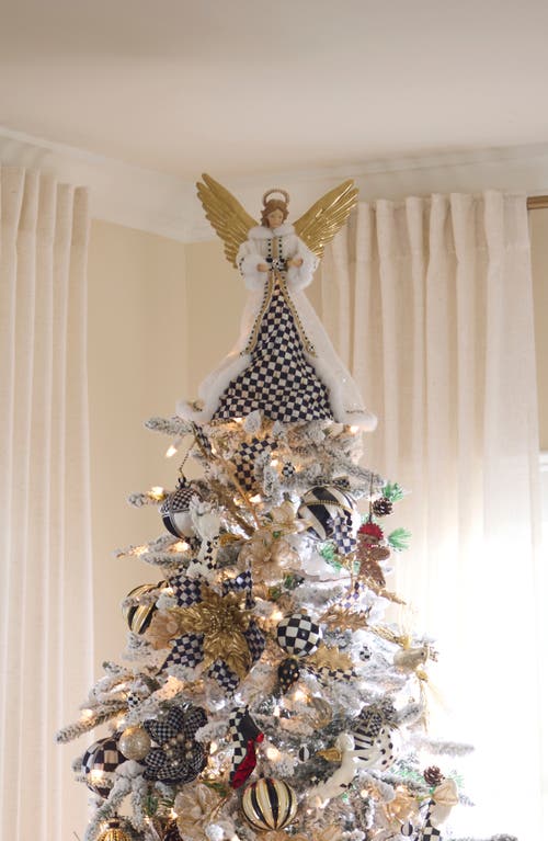 Mackenzie-childs Mackenzie Childs Courtly Check Noel Angel Tree Topper In White
