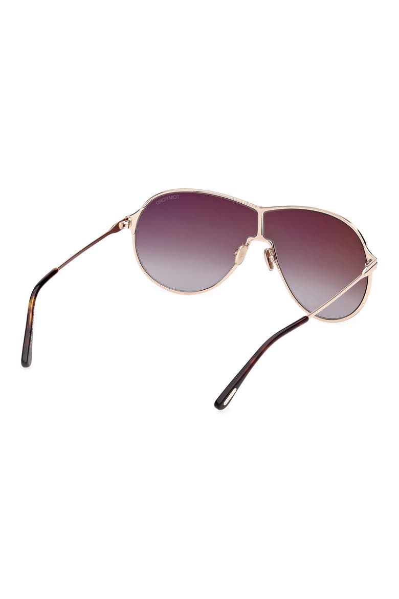 Gais 71mm Oversize Mirrored Pilot Sunglasses, Alternate, color, ROSE GOLD DARK HAVANA / T LOGO