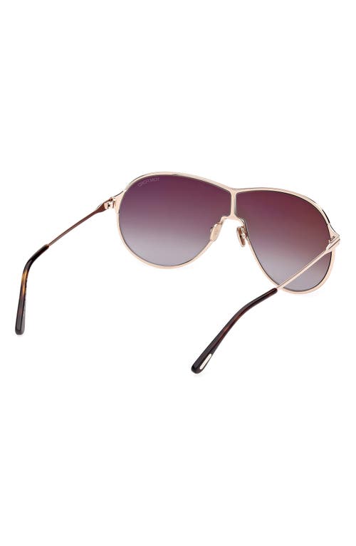 Tom Ford Gais 71mm Oversize Mirrored Pilot Sunglasses In Rose Gold Dark Havana/t Logo