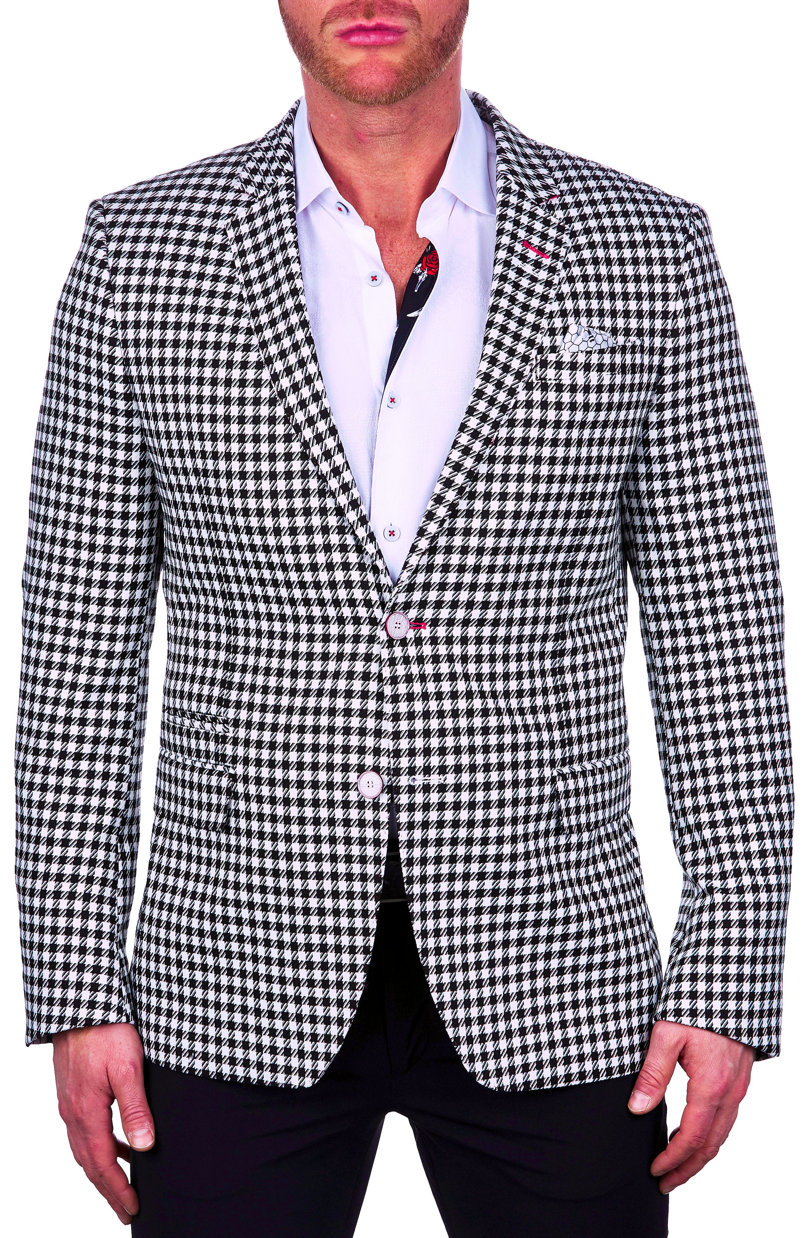 Maceoo Socrate Chest White Houndstooth Blazer
